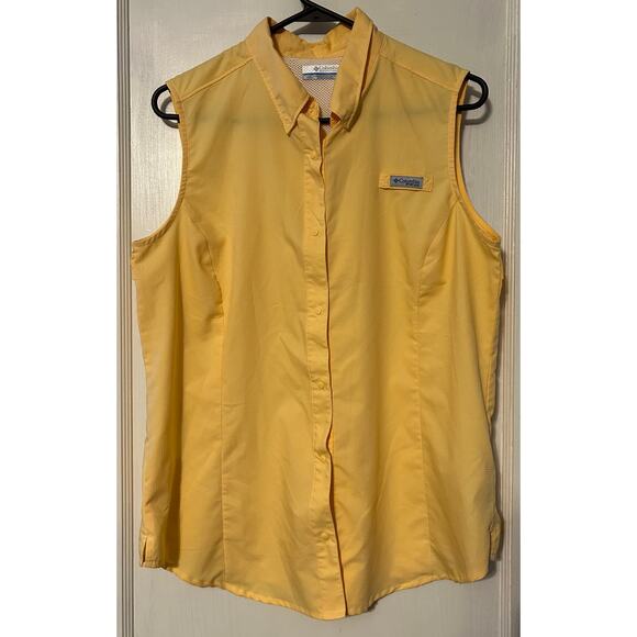Columbia PFG women’s sleeveless collared blouse orange fishing size large - Picture 1 of 3